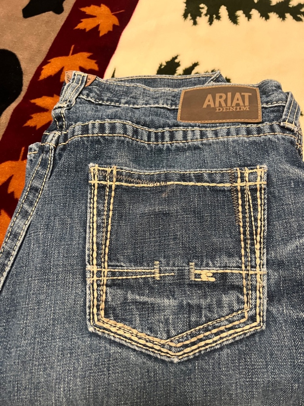Ariat Blue Denim Jeans with Contrast Stitching - M5 straight legs 35x32